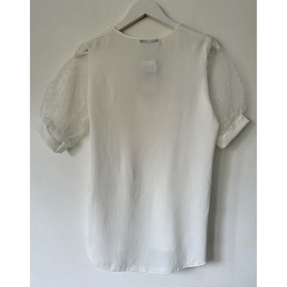Quiz Cream Crepe Mesh Blouse Size 10 - Picture 4 of 4